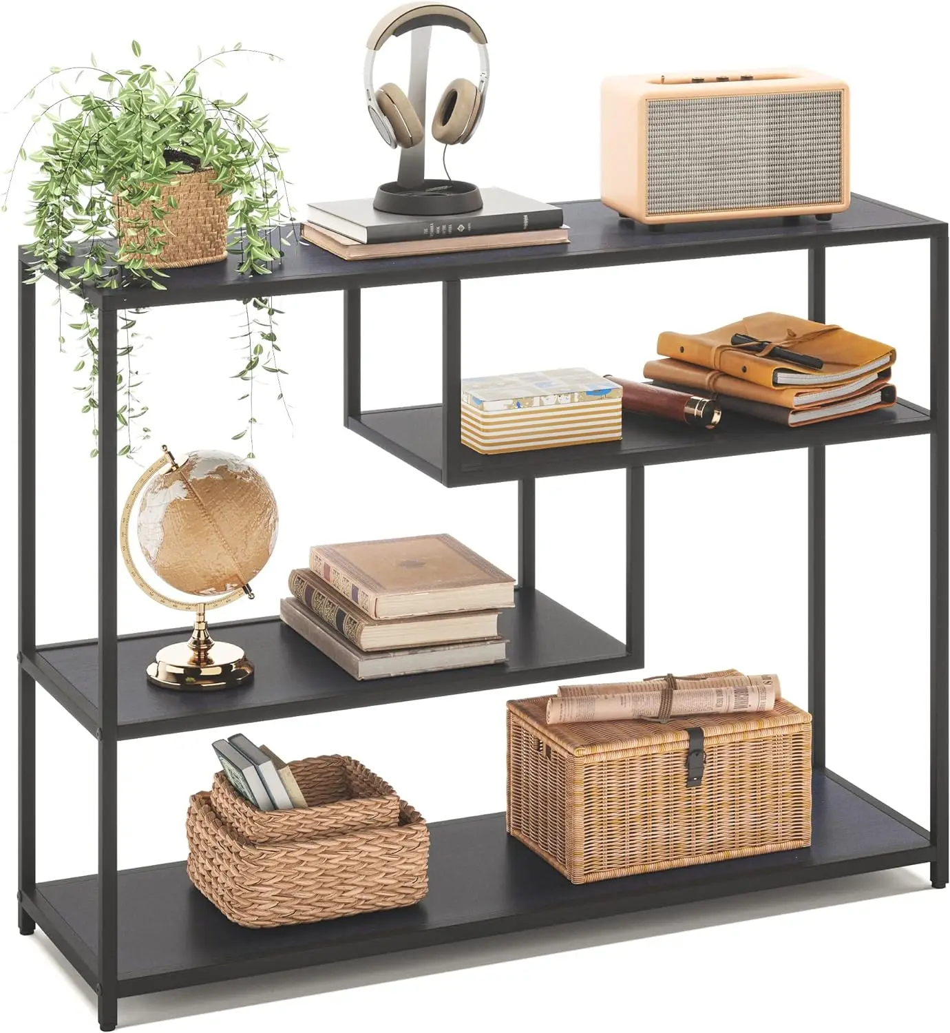 LINSY HOME Console Table 4-Tier Sofa Tables for Entryway Narrow Tables Open Storage Shelves 39.3&rdquo; Console