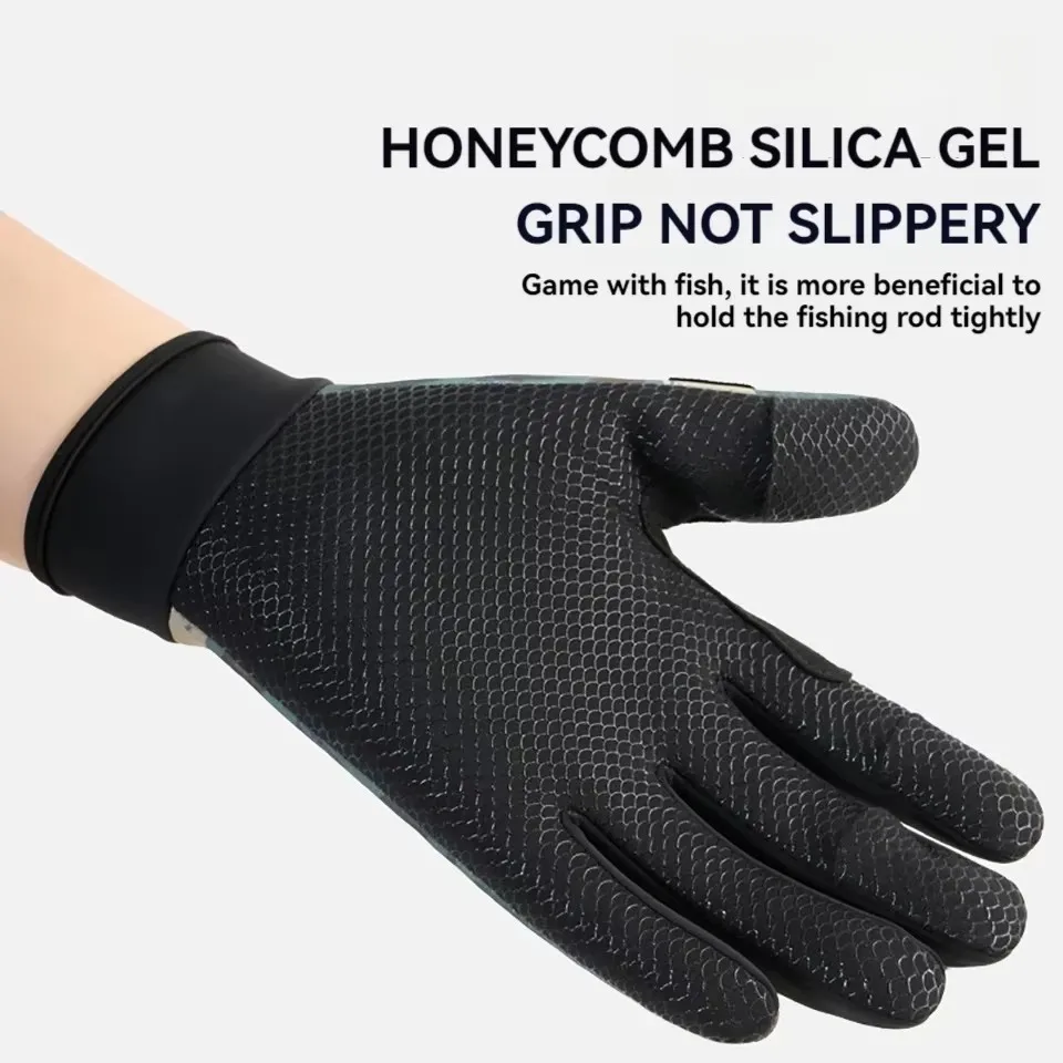 1Pair Winter Fishing Gloves Touch Screen Thickened Silicone Anti-slip Waterproof Wear-resistant Flip Finger Bike Gloves fishing gloves cycling gloves