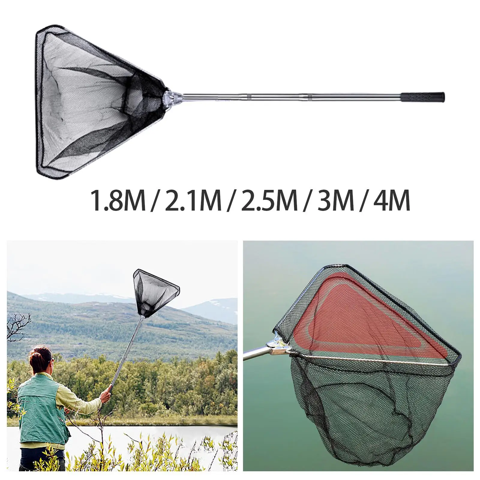 Portable Folding Fishing Landing Net Accessories Practical Stainless Steel Rod