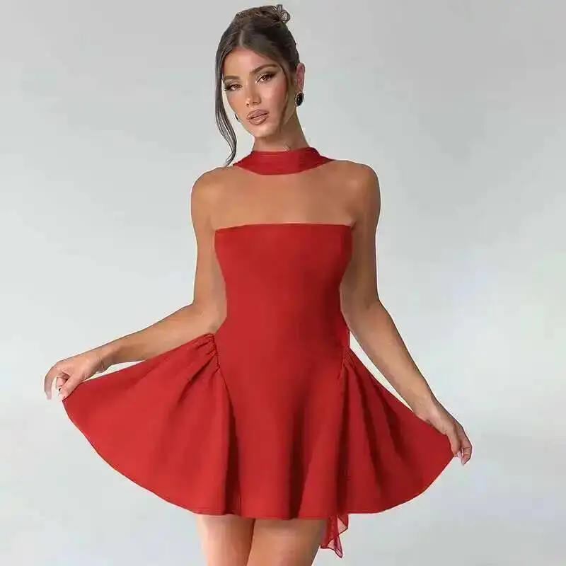 Elegant Off Shoulder A-Line Dress - Sexy Backless Mini Party Dress for Women