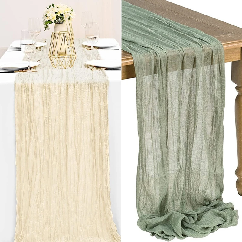 

Gauze Table Runner Dinning Table Decoration 90*400CM Rustic Country Boho Beach Wedding Party Table Decor Christmas Table Runners