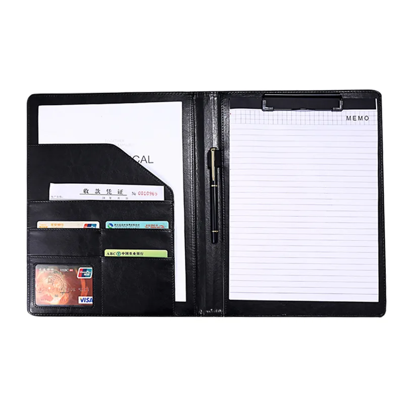 

A4 Real Leather Padfolio Portfolio Folder for Document Organizer Conference Binder Executive Briefcase Clipboard Office Supplier