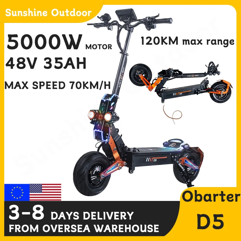 

Electric Scooter Obarter D5 2*2500W Dual Motor Escooter 70KM/H 5000W 48V 35Ah 120KM Skuter for Adults