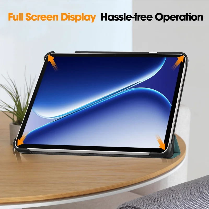 12.1 Inch Tri-Folding PU Leather Stand Cover - Premium Hard Plastic Case