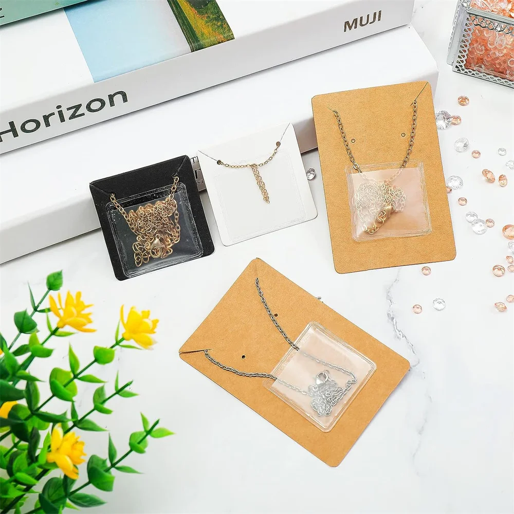 10/50 stücke Halskette Kette Klebe Beutel Für Display Karten Tasche Tasche Schmuck Kleine Unternehmen Verkauf Verpackung Liefert Material – Detail 4