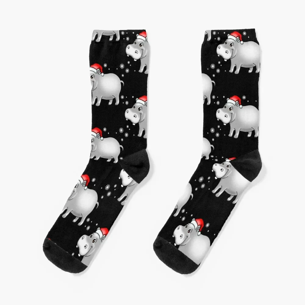 

Cute Hippo For Christmas Hippopotamus Socks cycling valentine gift ideas Man Socks Women's