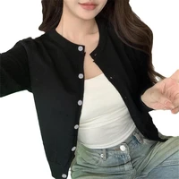 Alobee Red Cardigan Knit Early Autumn Women Clothes New 2024 Outdoor Crop Sweater Outerwear Long Sleeve Top Bottoming Shirt - Image 6