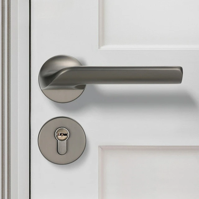 Serrure de porte de chambre moderne et minimaliste, silencieuse, pour intérieur, salle de bain, en bois, ensemble complet 1