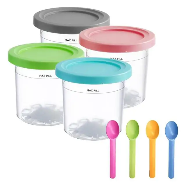 4pcs Ice Cream Pints Cup For Ninja Creami Nc500 Nc501 Ice Cream Storage  Containers Food Freezer - Bottles,jars & Boxes - AliExpress