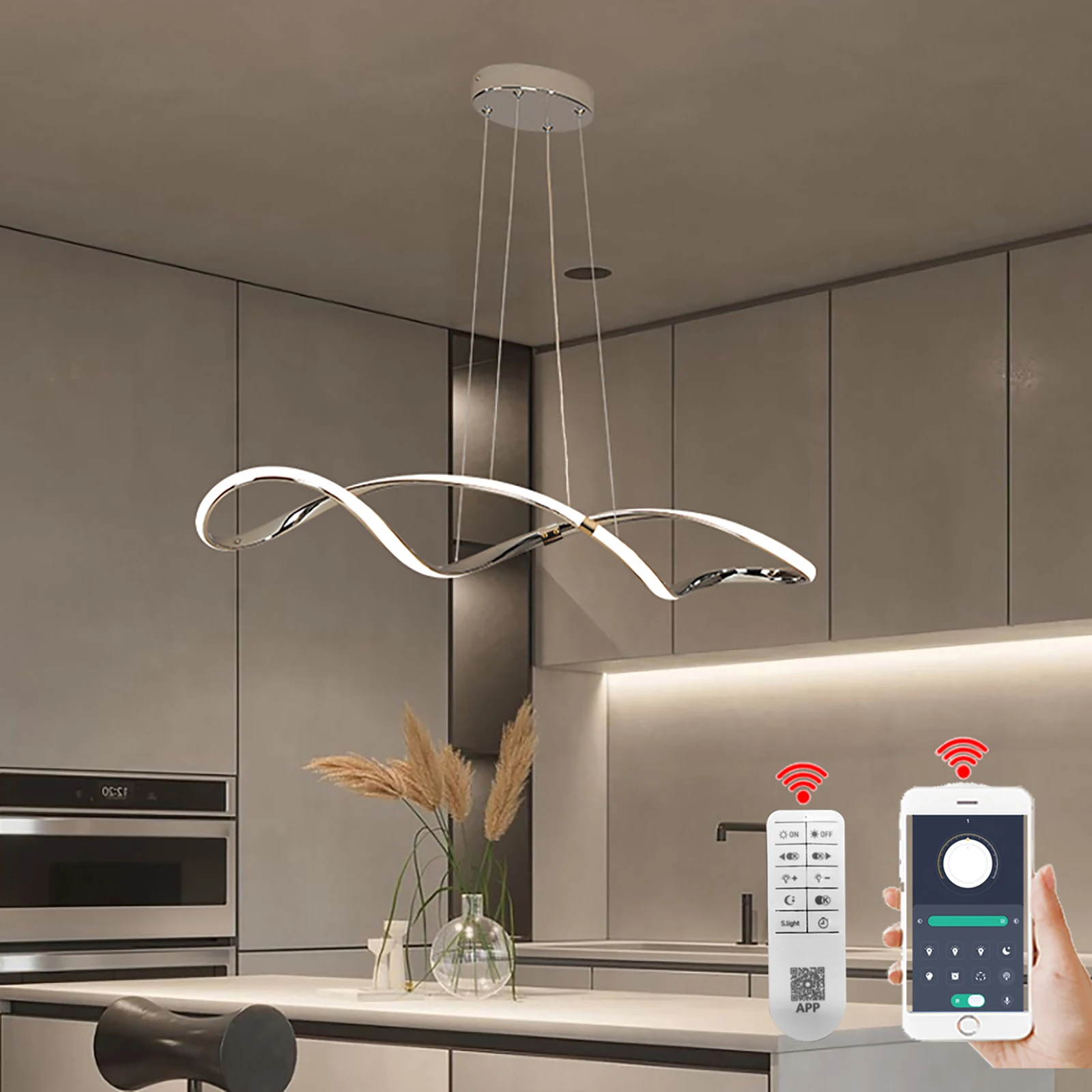 Modern Led Chandelier Dining Table Hanging Light Led Pendant Light for Dining room Kitchen Ceiling hanging lamps L100cm W/remote Pendant Lights Pendant Lamp Chandelier Lighting