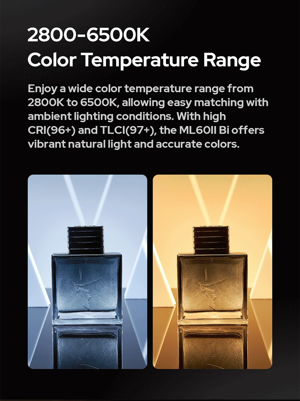 ML60II BI portable handheld fill light with adjustable color temperature externa