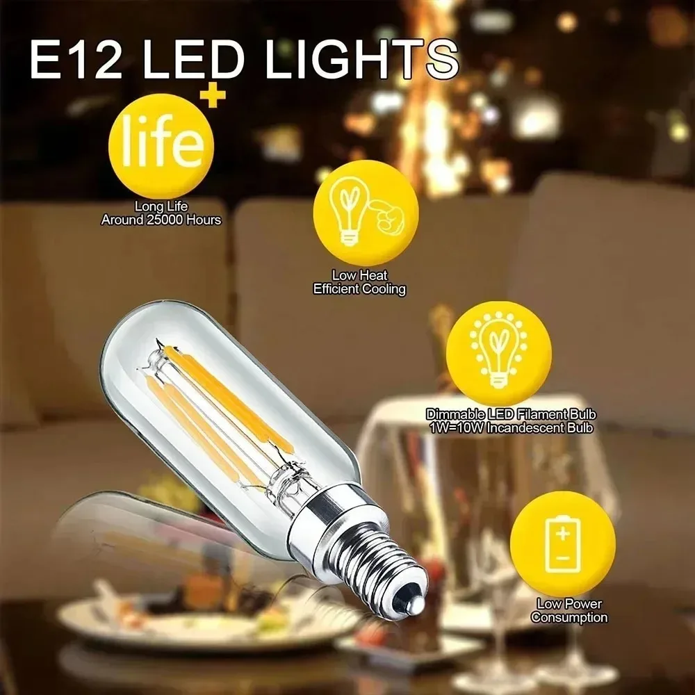멜러리 E14 베이스 LED 전구 T25 4W 튜블러 스크류 에디슨 라이트 웜 콜드 화이트 50W 상당 전구 120V/220V 가정 사무실용 3팩