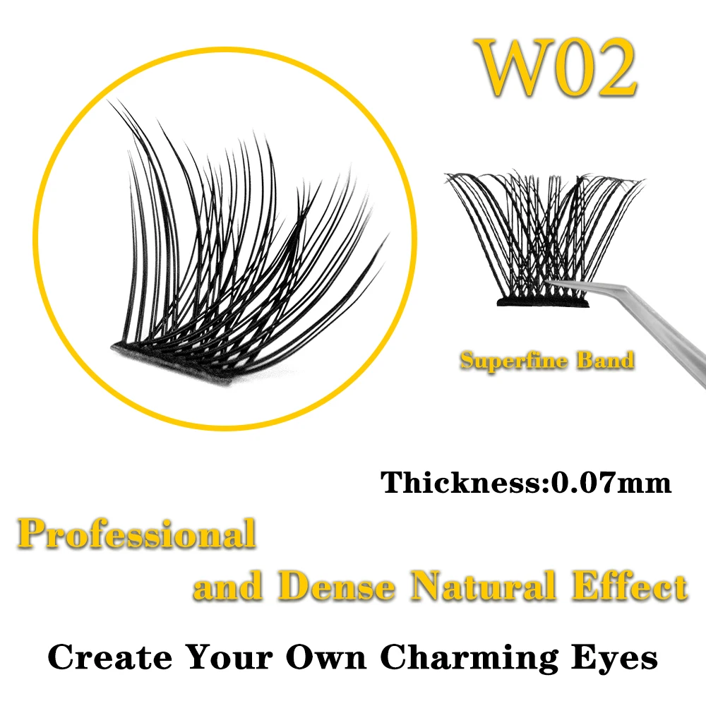 

Kimcci W02 36 Bundles Faux Mink Eyelash Extension Segmented False Eyelashes Natural 3D Russian Volume Faux Eyelashes Individual