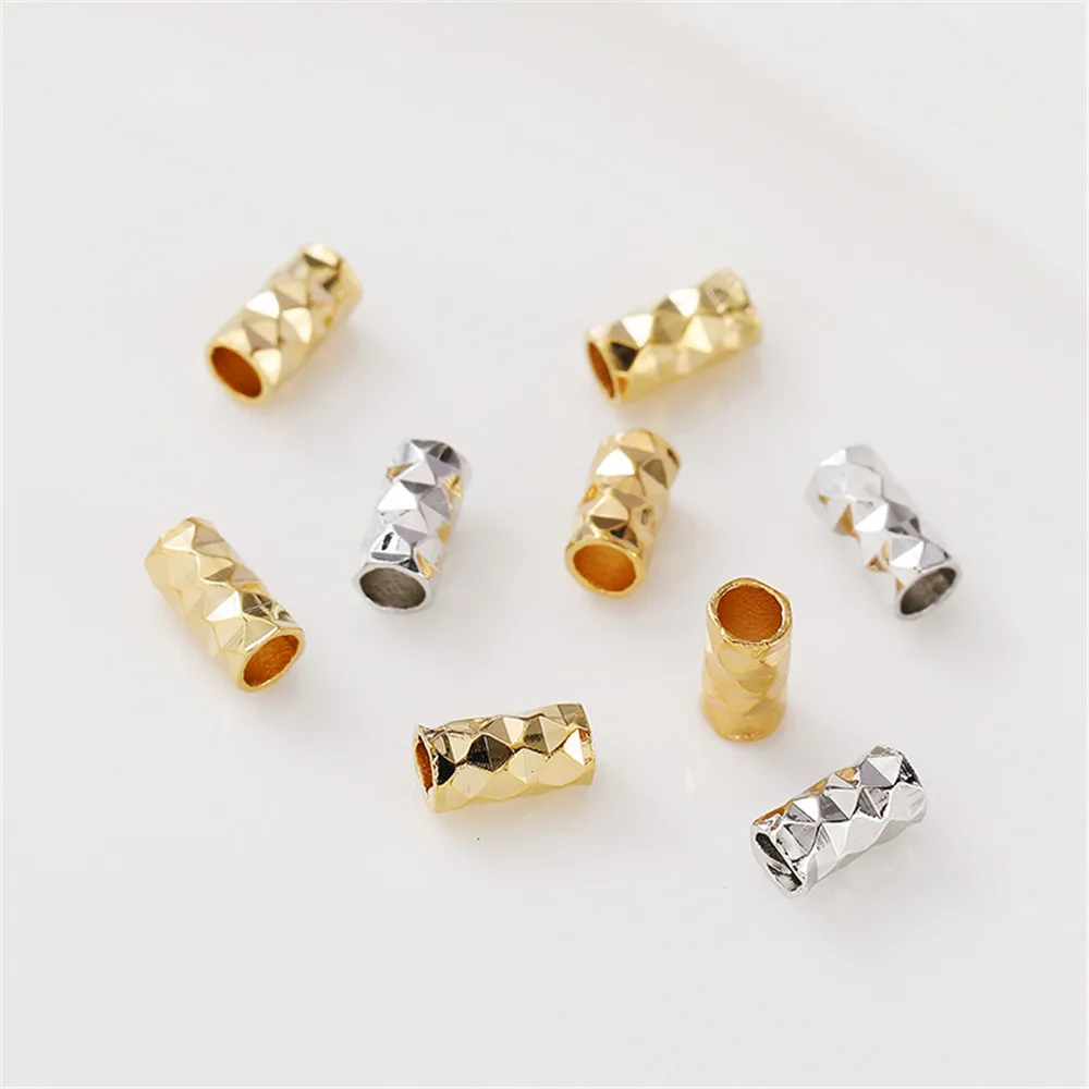 

1pcs 14K gold color threaded straight tube floral tube handmade DIY production necklace bracelet partition accessory materials