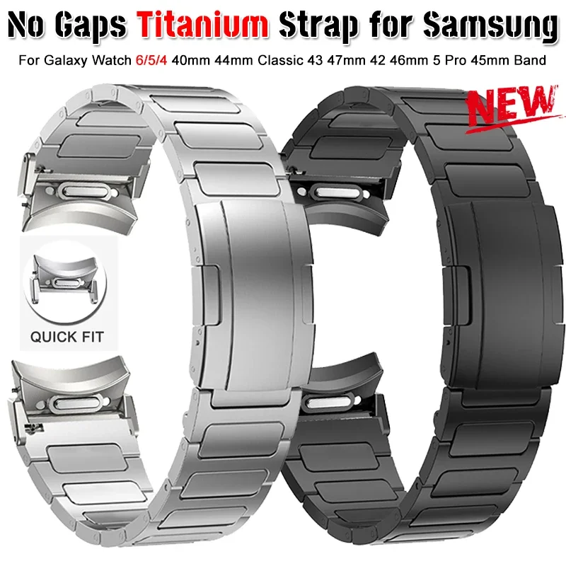

Titanium Strap for Samsung Galaxy Watch 6/5/4 40mm 44mm Classic 43mm 47mm 42 46MM No Gaps Metal Band for Galaxy Watch 5 Pro 45mm