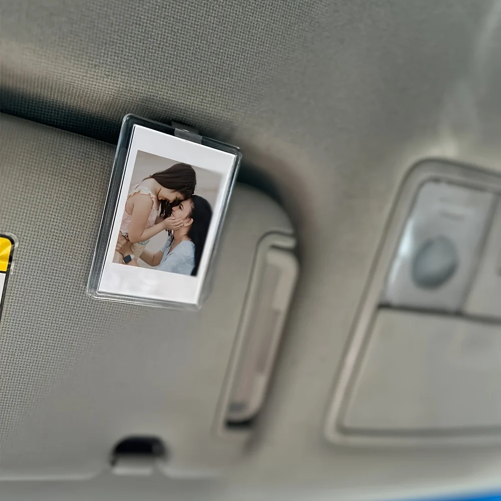 Custom Sun Visor Photo Clip Scratch Resistant Personalized Photo Frame Tool-Free Installation No Charging Required