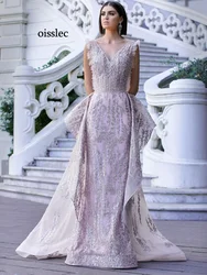 Oisslec Mother of the Bride Dress Beading Bridesmaid Dress Sequins Evening Dress Ruffles Elegant Prom Dress Backless Customize