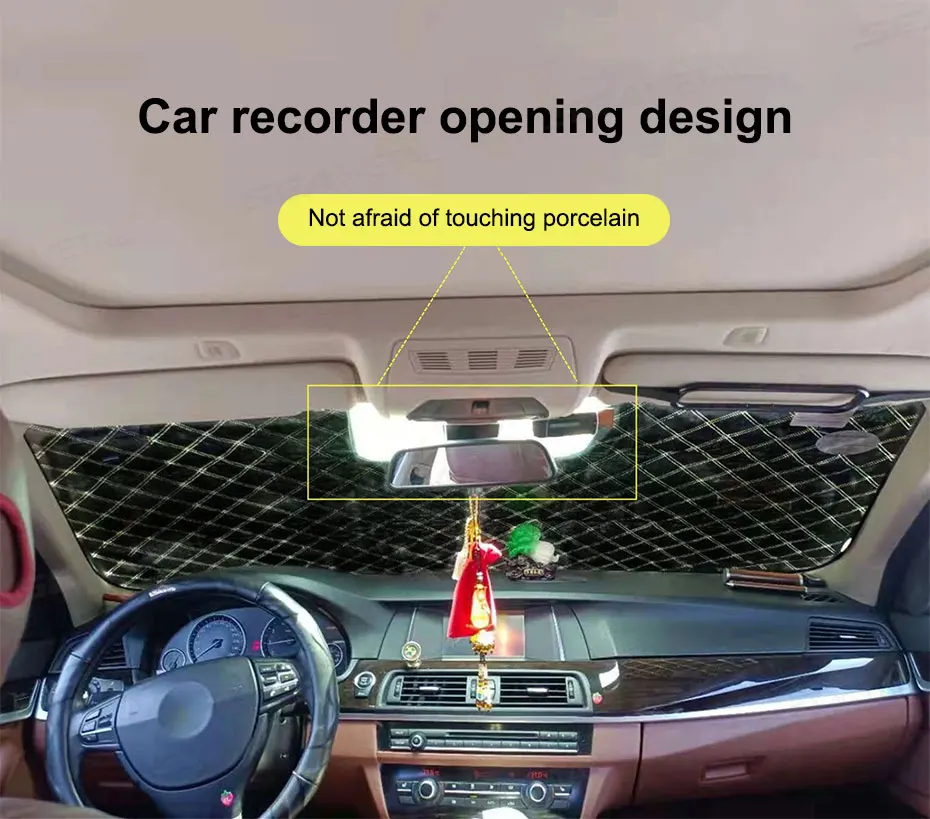 BLALION Auto Windschutzscheibe Schnee Abdeckungen Winter Frontscheibe Verdickter Schutz Anti Schnee Eis Schild Abdeckung Loch für Dash Cam Monitor – Detail 5