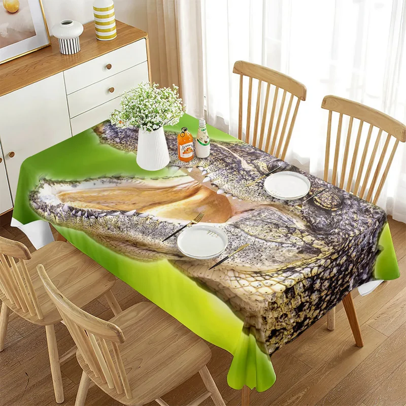 

Crocodile Tablecloth, Alligator Skin Animal Reptile Savannah Wildlife Art, Rectangular Table Cover for Dining Room Kitchen Decor