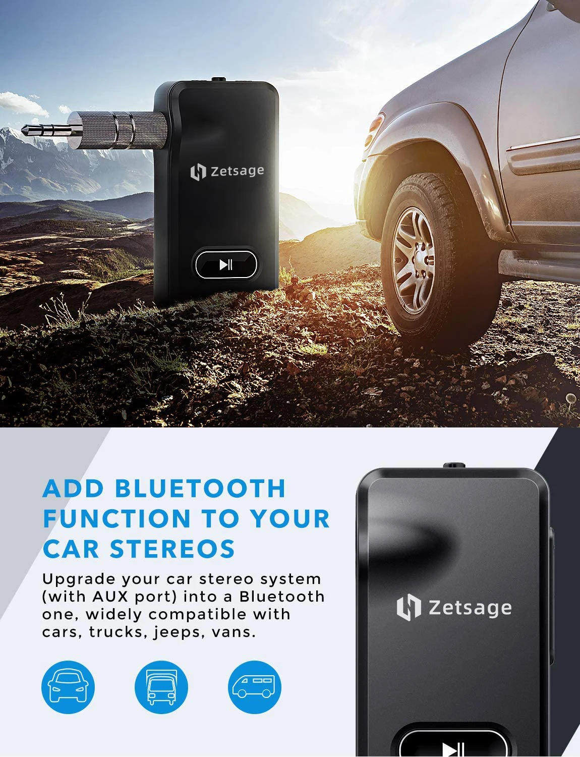 Zestage-receptor Bluetooth 5,0 para coche, adaptador de Audio
