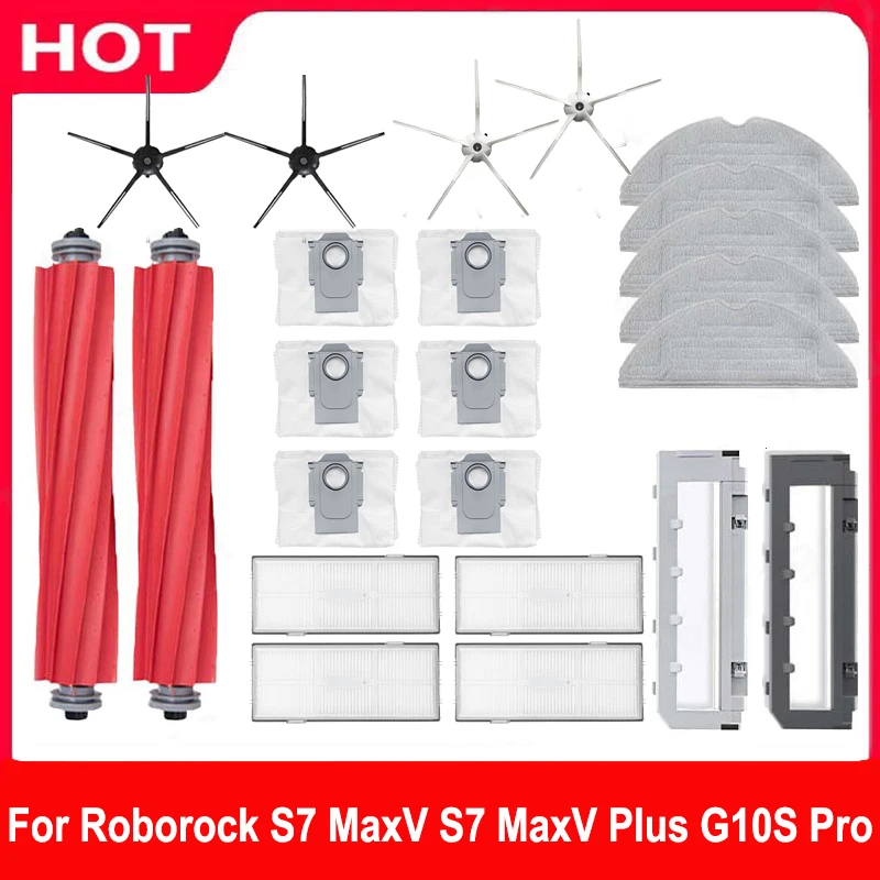 

For Roborock S7 MaxV S7 MaxV Plus S7 MaxV Ultra G10S Pro Robot Vacuum Main Side Brush Mop Hepa Filter Dust Bag Accessories