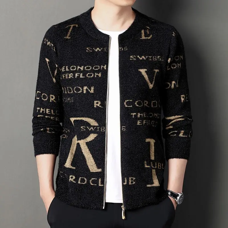 Autumn Winter KPOP Fashion Style Harajuku Slim Fit Tops Loose Casual All Match Outerwear Thickening Cardigan O Neck Sweaters