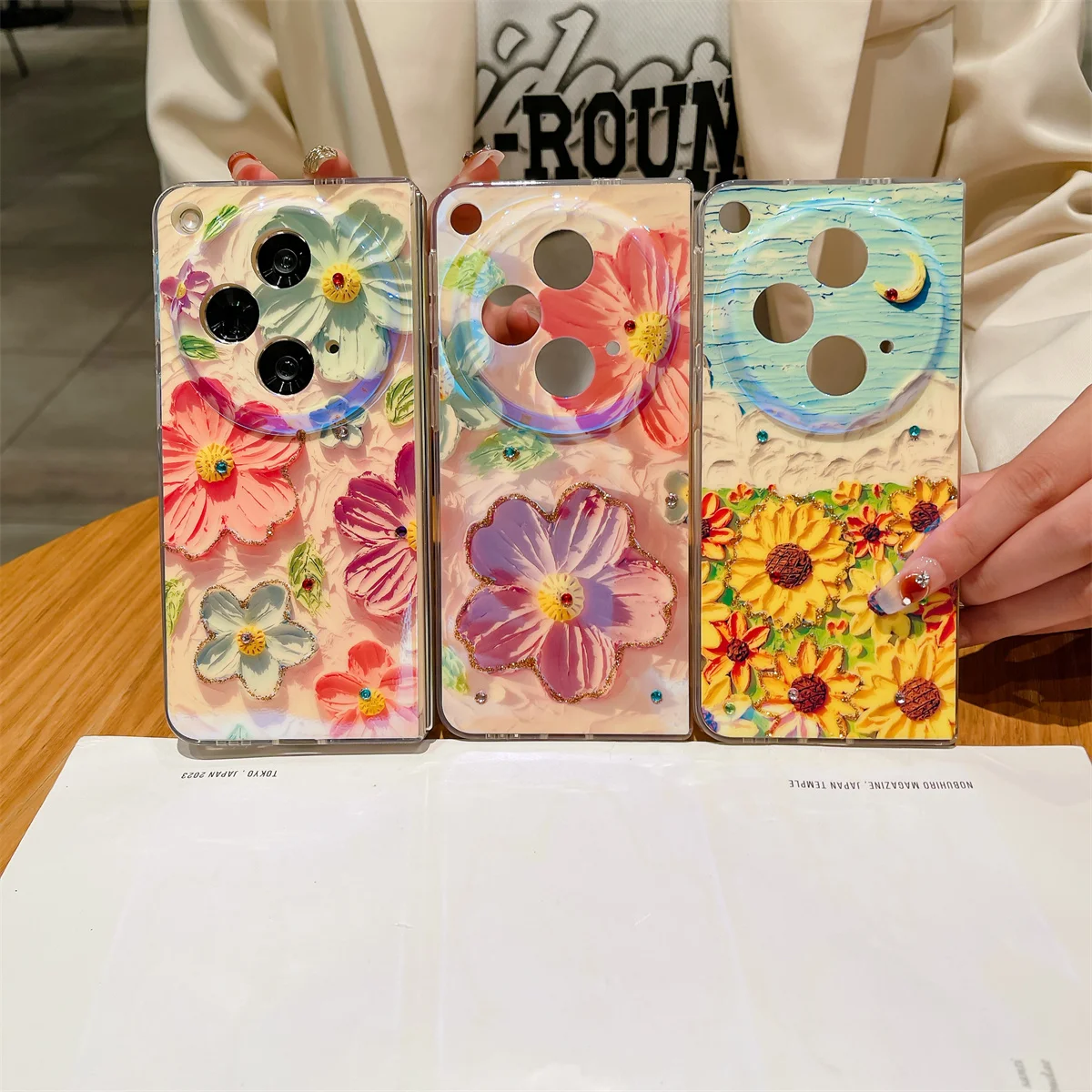 Custodia Per Telefono Con Motivo A Fiore Di Girasole Blu-Ray Per Oppo Find N3 Custodia Protettiva Per Guscio Di Protezione Findn3