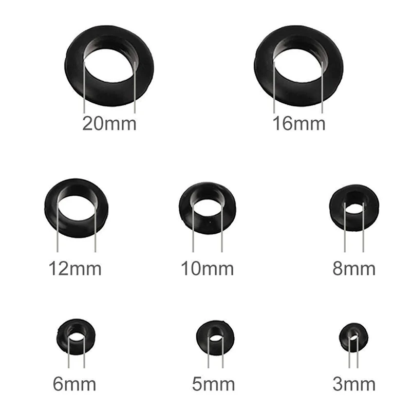 Rubber Grommet 3/5/6/8/10/12/16/20mm Blanking Hole Wiring Cable Gasket Seal Assortment Set for Protects Wire Cable 200pcs rubber grommets ring rubber hole plugs rubber seal ring