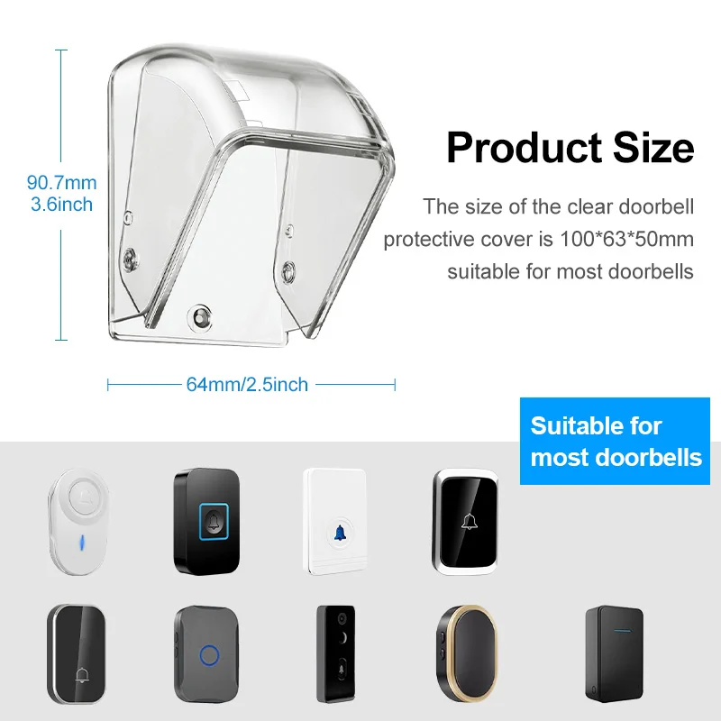 Wireless Doorbell Cover Outdoor Waterproof Call Cover Transparent Door Bell thumbnail 4