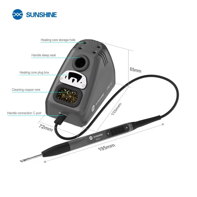 كاوية لحام محمولة ذكية SUNSHINE S210 Pro – شاشة ديجيتال وتحكم حراري (100-450℃) 3