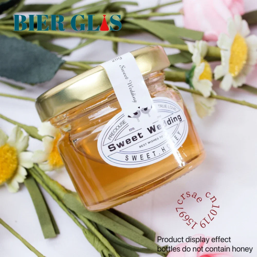 25ml Small Honey Jar Wedding Gift Guest Mini Glass Pot with Lid for Jam Label Sticker Bottles Container Storage Lots Wholesale 3