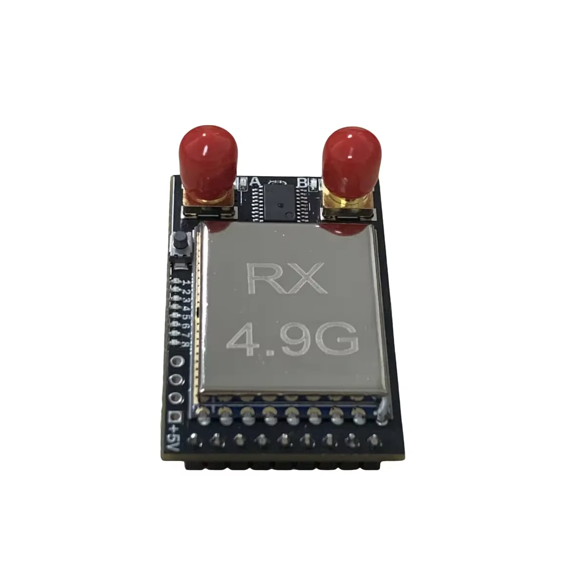 Récepteur FPV 4.9G/5.8G 8CH pour lunettes FPV, connecté à des lunettes FPV, avec antennes orientables, longue portée.