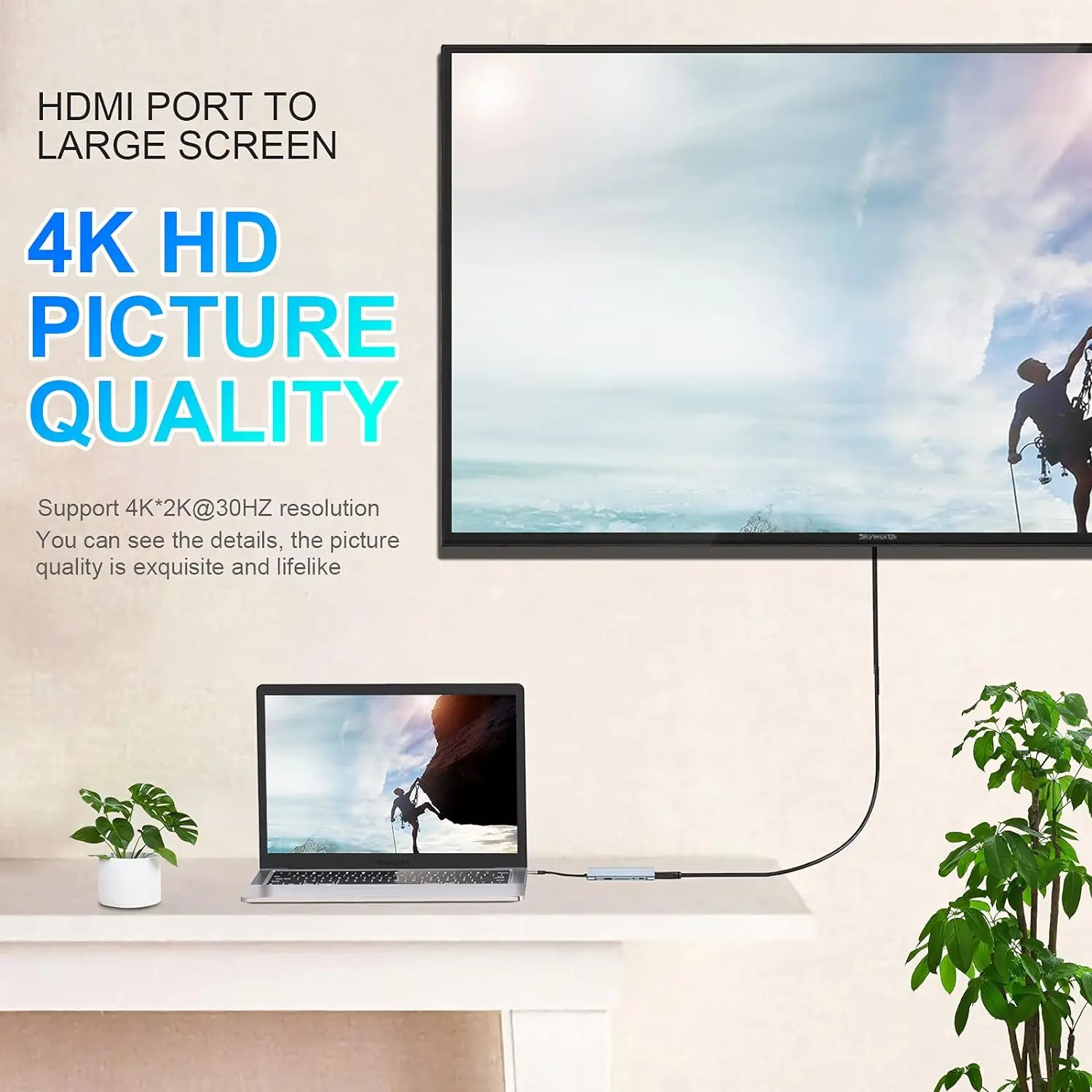 USB C HUB, USB C Adapter Dongle with 4K HDMI/VGA/Type C PD/RJ45/ SD/TF Card Reader For MacBook Pro/Air M1 iPad 3