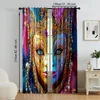 2 pcs, versatile polyester transparent curtains for home decoration Venice Carnival Mask for use in bedrooms and living rooms 5