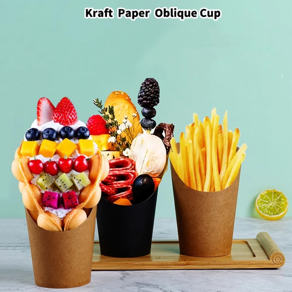25pcs 14/16oz French Fries Holder Kraft Paper Disposable French Fry Cup Popcorn DIY Baking Snack Dessert Cupcakes Party Supplies