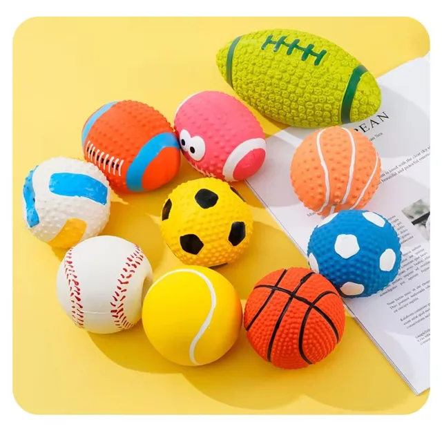 Dog Squeaky Rubber Toys Dog Latex Chew Toy Puppy Sound Toy Animal Bite Resistant Ball Pet Supplies For Small Medium Large Dog 3