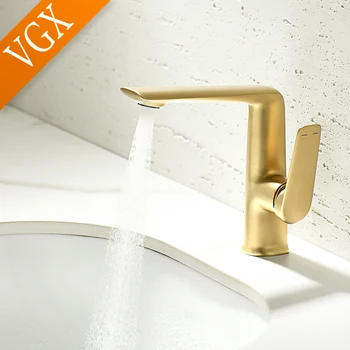 VGX หรูหราห้องน้ําก๊อกน้ําอ่างล้างหน้าก๊อกน้ํา Gourmet อ่างล้างหน้า Tapware ร้อนน้ําเย็นแตะทองเหลือง Chrome สีดํา Brushed Gold 2