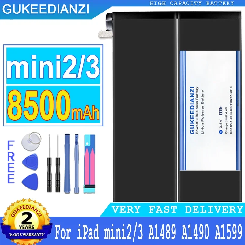 

GUKEEDIANZI Battery for iPad, Mini 2 3, 6471mAh, Mini2, Mini3, A1512, A1489, A1490, A1491, A1599, Big Power Battery