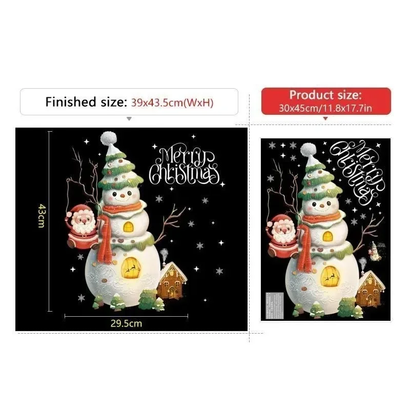 1Pcs Christmas Window Glass Sticker Cartoon Snowman Pattern Home Living Room Wall Holiday Self-adhesive Decoration Accessories