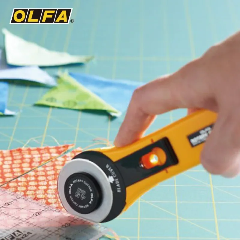 Original OLFA Safety Type Rotary Cutter Fabric Knife Patchwork Curved Line Anytime Cutting RTY Series from Japan