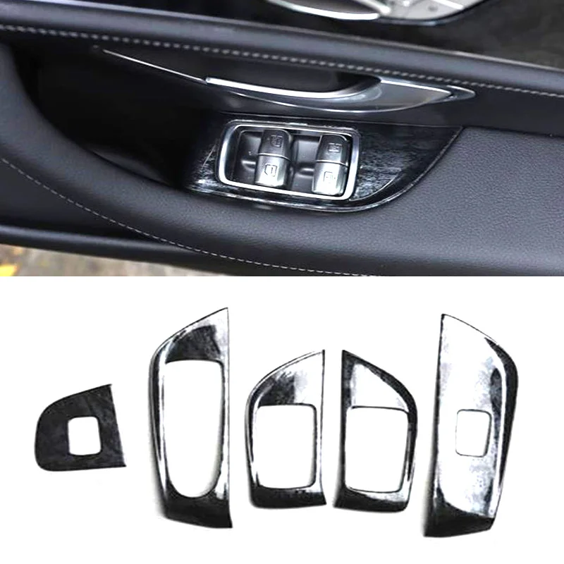 

5pcs/Lot ABS Carbon Fiber Or Wooden Grain Car Window Lift Panel Decoration Cover For 2016-2019 Mercedes Benz E200 E260 E300 W213