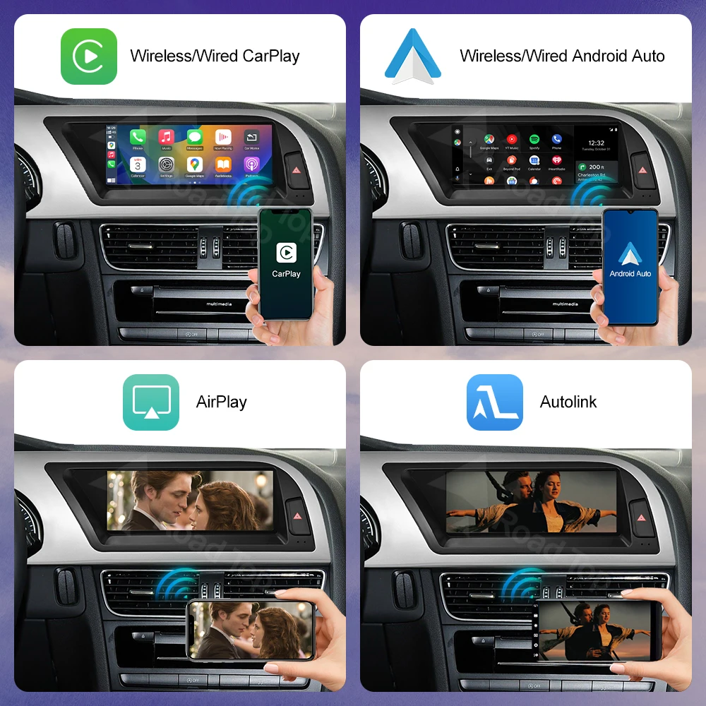 Linux 8,9/12,3 pulgadas pantalla táctil Multimedia para coche para Audi A5 2008-2016 con función inalámbrica CarPlay Android Auto Airplay 4