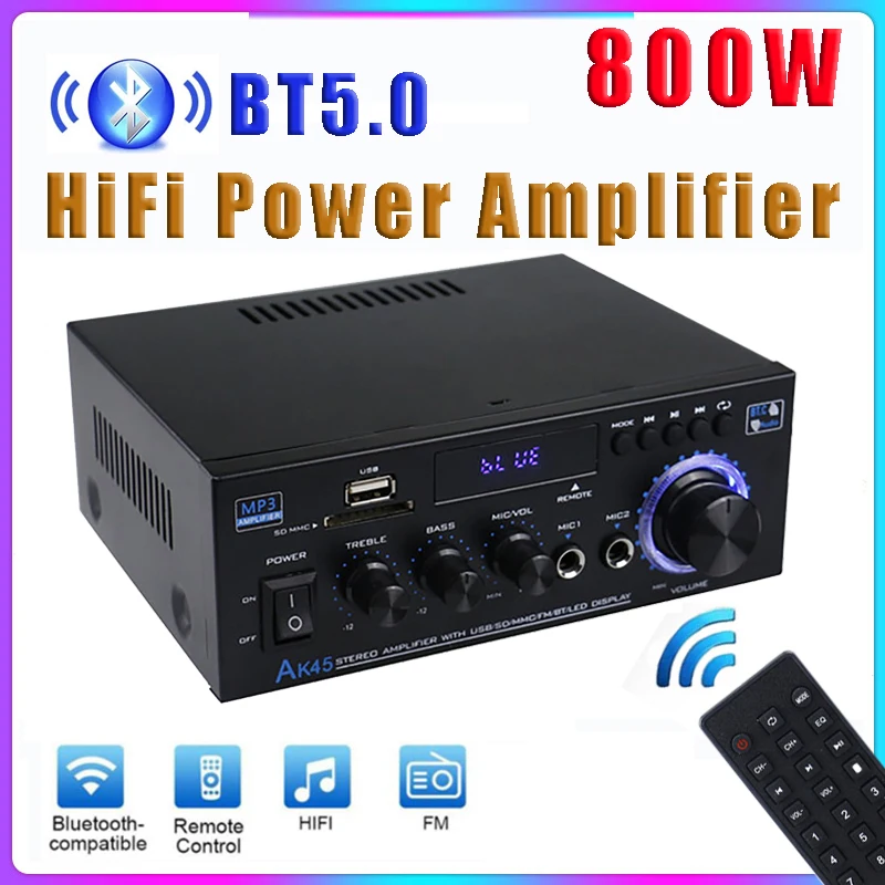 AK45-AK35-800W-Home-Power-Amplifier-2-Channel-Bluetooth-5-0-Mini-Hifi ...
