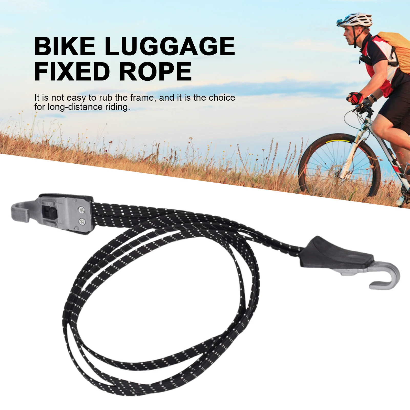 1pc Bicycle Luggage Rope Mountain Bike Elastic Straps Cord Hooks Strong