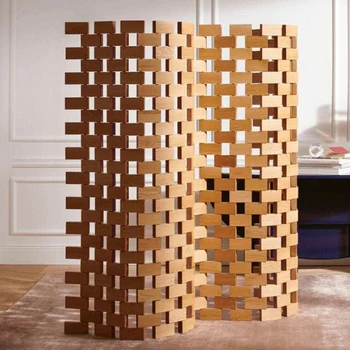 Originale in legno massello pieghevole blocco schermo divisorio portico arte nordico giapponese creativo moderno superficie curva mobile 1