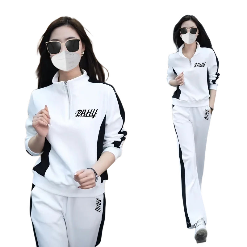 Internet celebrity casual sports suit for women spring and autumn 2024 new fashion stand-up collar sweatshirt two-piece fashion поводок collar сворка кожа 40x1 4 см