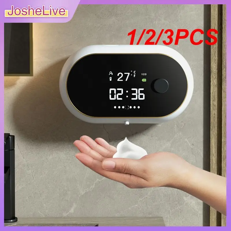 

1/2/3PCS Automatic Foam Soap Dispenser Touchless Sensor USB Charge Foam Machine Time Temperature Display Wall Mount Hand