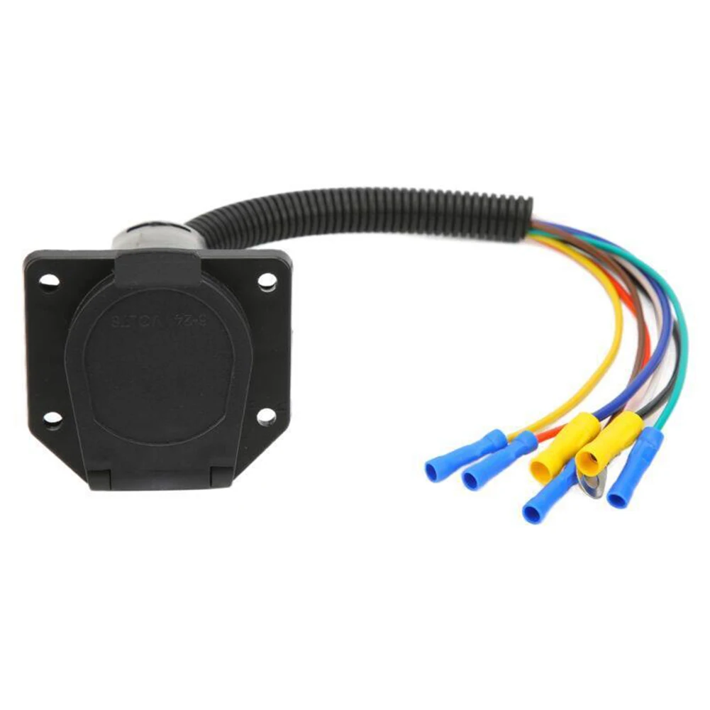 

Vehicle 7-Pin Waterproof Trailer Wiring Harness Connector Adapter For Towing RV Connect Trailer Tail Lights, Brake Lights, Turn