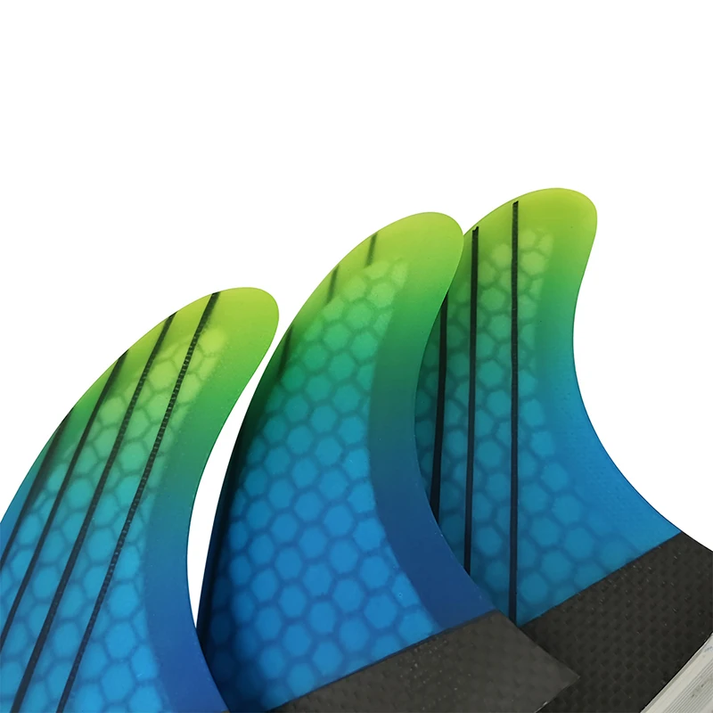 SUP Board Double Tabs 2 Fin M/L Honeycomb Blue Green gradient Color Surfboard Fin Quilhas Fins Fiberglass Surf Accessories upsurf fcs fins twin fins for sup board honeycomb fins quilhas surf accessories keel fin two side surfboard surfing fins