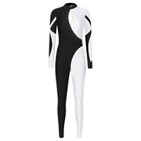 Womens Ballet Dance Gymnastics Leotards Figure Skating Acrobatics Performance Costume Long Sleeve Rhinestones Jumpsuit Bodysuit - Image 2